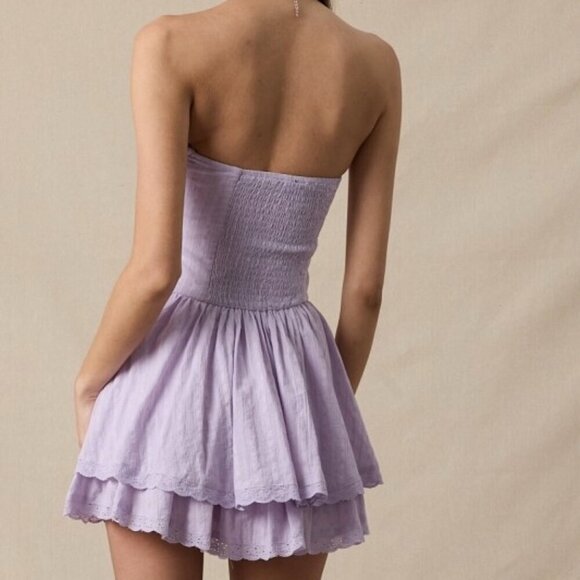SITUATIONS PURPLE STRAPLESS RUFFLE MINI DRESS - Picture 3 of 3